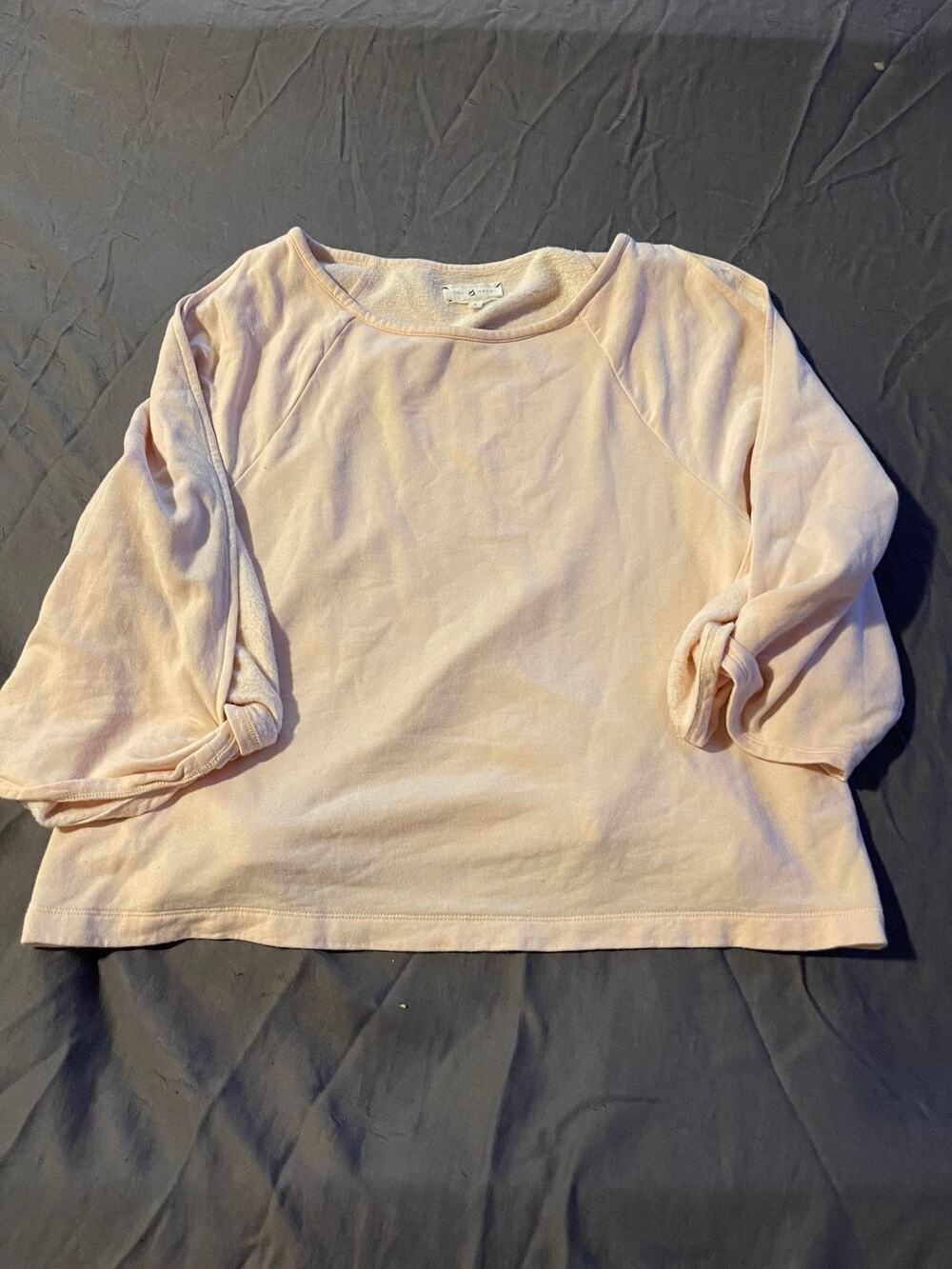 Lou & Grey Sweatshirt Womens S Pink Fleece Lined Raglan Sleeve Boxy Pullover